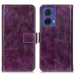For Motorola Moto G85 Retro Crazy Horse Texture Leather Phone Case(Purple)