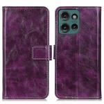 For Motorola Edge 50 Retro Crazy Horse Texture Leather Phone Case(Purple)