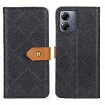 For Motorola Moto G14 4G European Floral Embossed Flip Leather Phone Case(Black)