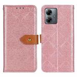 For Motorola Moto G14 4G European Floral Embossed Flip Leather Phone Case(Pink)