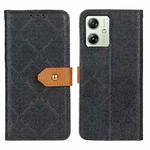 For Motorola Moto G64 5G European Floral Embossed Flip Leather Phone Case(Black)