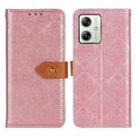 For Motorola Moto G64 5G European Floral Embossed Flip Leather Phone Case(Pink)