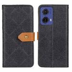 For Motorola Moto G85 European Floral Embossed Flip Leather Phone Case(Black)