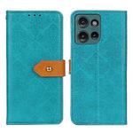 For Motorola Edge 50 Neo European Floral Embossed Flip Leather Phone Case(Blue)