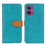 For Motorola Moto G55 5G European Floral Embossed Flip Leather Phone Case(Blue)