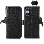 For Sony Xperia 5 V Ostrich Pattern Genuine Leather RFID Phone Case(Black)