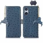 For Sony Xperia 5 V Ostrich Pattern Genuine Leather RFID Phone Case(Blue)