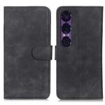 For Sony Xperia 1 VII KHAZNEH Retro Texture Horizontal Flip Leather Phone Case(Black)