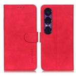 For Sony Xperia 1 VII KHAZNEH Retro Texture Horizontal Flip Leather Phone Case(Red)