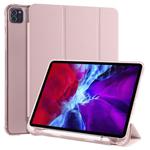 For iPad Pro 11 (2020) / iPad Pro 11(2018) 3-folding Horizontal Flip PU Leather + Shockproof TPU Tablet Case with Holder & Pen Slot(Pink)