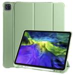 For iPad Pro 12.9 (2020) / iPad Pro 12.9(2018) 3-folding Horizontal Flip PU Leather + Shockproof TPU Tablet Case with Holder & Pen Slot(Matcha Green)