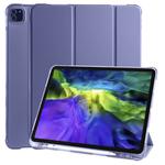 For iPad Pro 12.9 (2020) / iPad Pro 12.9(2018) 3-folding Horizontal Flip PU Leather + Shockproof TPU Tablet Case with Holder & Pen Slot(Lavender Purple)