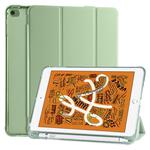 For iPad Mini 5 / Mini 4 3-folding Horizontal Flip PU Leather + Shockproof TPU Case with Holder & Pen Slot(Matcha Green)