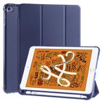 For iPad Mini 5 / Mini 4 3-folding Horizontal Flip PU Leather + Shockproof TPU Case with Holder & Pen Slot(Dark Blue)