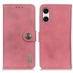For Sony Xperia 10 VI KHAZNEH Cowhide Texture Horizontal Flip Leather Phone Case(Pink)