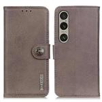 For Sony Xperia 1 VI KHAZNEH Cowhide Texture Horizontal Flip Leather Phone Case(Khaki)