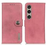 For Sony Xperia 1 VI KHAZNEH Cowhide Texture Horizontal Flip Leather Phone Case(Pink)