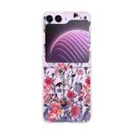 For Samsung Galaxy Z Flip5 Painted Pattern PC Transparent Folding Phone Case(Z51 Purple Flower)