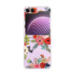 For Samsung Galaxy Z Flip5 Painted Pattern PC Transparent Folding Phone Case(Z35 Red Flower)
