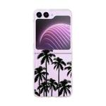 For Samsung Galaxy Z Flip5 Painted Pattern PC Transparent Folding Phone Case(Z45 Black Coconut Tree)