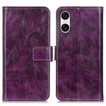 For Sony Xperia 10 VI Retro Crazy Horse Texture Horizontal Flip Leather Phone Case(Purple)