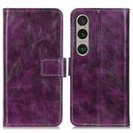 For Sony Xperia 1 VI Retro Crazy Horse Texture Horizontal Flip Leather Phone Case(Purple)