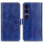 For Sony Xperia 1 VII Retro Crazy Horse Texture Horizontal Flip Leather Phone Case(Blue)