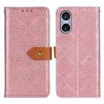 For Sony Xperia 5 VI European Floral Embossed Leather Phone Case(Pink)