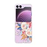 For Samsung Galaxy Z Flip5 Painted Pattern PC Transparent Folding Phone Case(Z110 Half Flower)