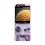 For Samsung Galaxy Z Flip5 Painted Pattern PC Transparent Folding Phone Case(Z115 Purple Game Machine)