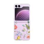 For Samsung Galaxy Z Flip5 Painted Pattern PC Transparent Folding Phone Case(Z106 Butterfly Flower)