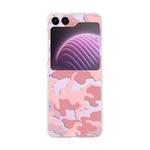 For Samsung Galaxy Z Flip5 Painted Pattern PC Transparent Folding Phone Case(Z71 Pink Camouflage)
