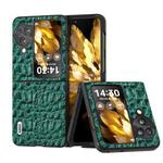 For OPPO Find N3 Flip ABEEL Genuine Leather Canopy Black Edge Phone Case(Green)