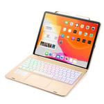 F129TS For iPad Pro 12.9 inch (2020) Colorful Backlit Bluetooth Keyboard Tablet Case with Touchpad & Pen Slot(Gold)