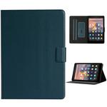 For Amazon Kindle Fire 7 2015/2017/2019 Solid Color Horizontal Flip Leather Case with Card Slots & Holder(Dark Green)