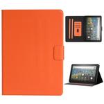 For Amazon Kindle Fire HD 8 2020 Solid Color Horizontal Flip Leather Case with Card Slots & Holder & Sleep / Wake-up Function(Orange)