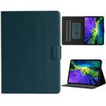 For iPad Pro 11 (2020) Solid Color Horizontal Flip Leather Tablet Case with Card Slots & Holder & Sleep / Wake-up Function(Dark Green)