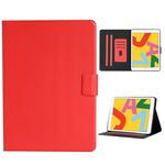 For iPad 10.2 Solid Color Horizontal Flip Leather Case with Card Slots & Holder & Sleep / Wake-up Function(Red)