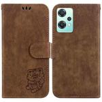For OnePlus Nord CE 2 Lite 5G Little Tiger Embossed Leather Phone Case(Brown)