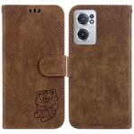 For OnePlus Nord CE 2 5G Little Tiger Embossed Leather Phone Case(Brown)
