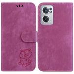 For OnePlus Nord CE 2 5G Little Tiger Embossed Leather Phone Case(Rose Red)