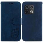 For OnePlus 10 Pro 5G Little Tiger Embossed Leather Phone Case(Dark Blue)