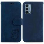 For OnePlus Nord N200 5G Little Tiger Embossed Leather Phone Case(Dark Blue)