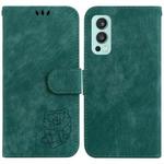 For OnePlus Nord 2 5G Little Tiger Embossed Leather Phone Case(Green)