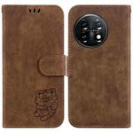 For OnePlus 11 Little Tiger Embossed Leather Phone Case(Brown)