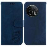 For OnePlus 11 Little Tiger Embossed Leather Phone Case(Dark Blue)