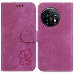For OnePlus 11 Little Tiger Embossed Leather Phone Case(Rose Red)