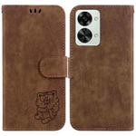 For OnePlus Nord 2T Little Tiger Embossed Leather Phone Case(Brown)