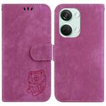 For OnePlus Nord 3 Little Tiger Embossed Leather Phone Case(Rose Red)