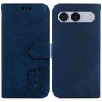 For OnePlus Nord 4 Little Tiger Embossed Leather Phone Case(Dark Blue)